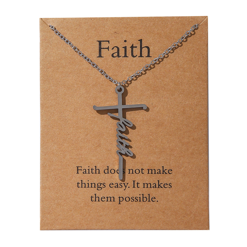 Faith Religious Gift Stainless Steel Cross Collarbone Chain Sweater Chain