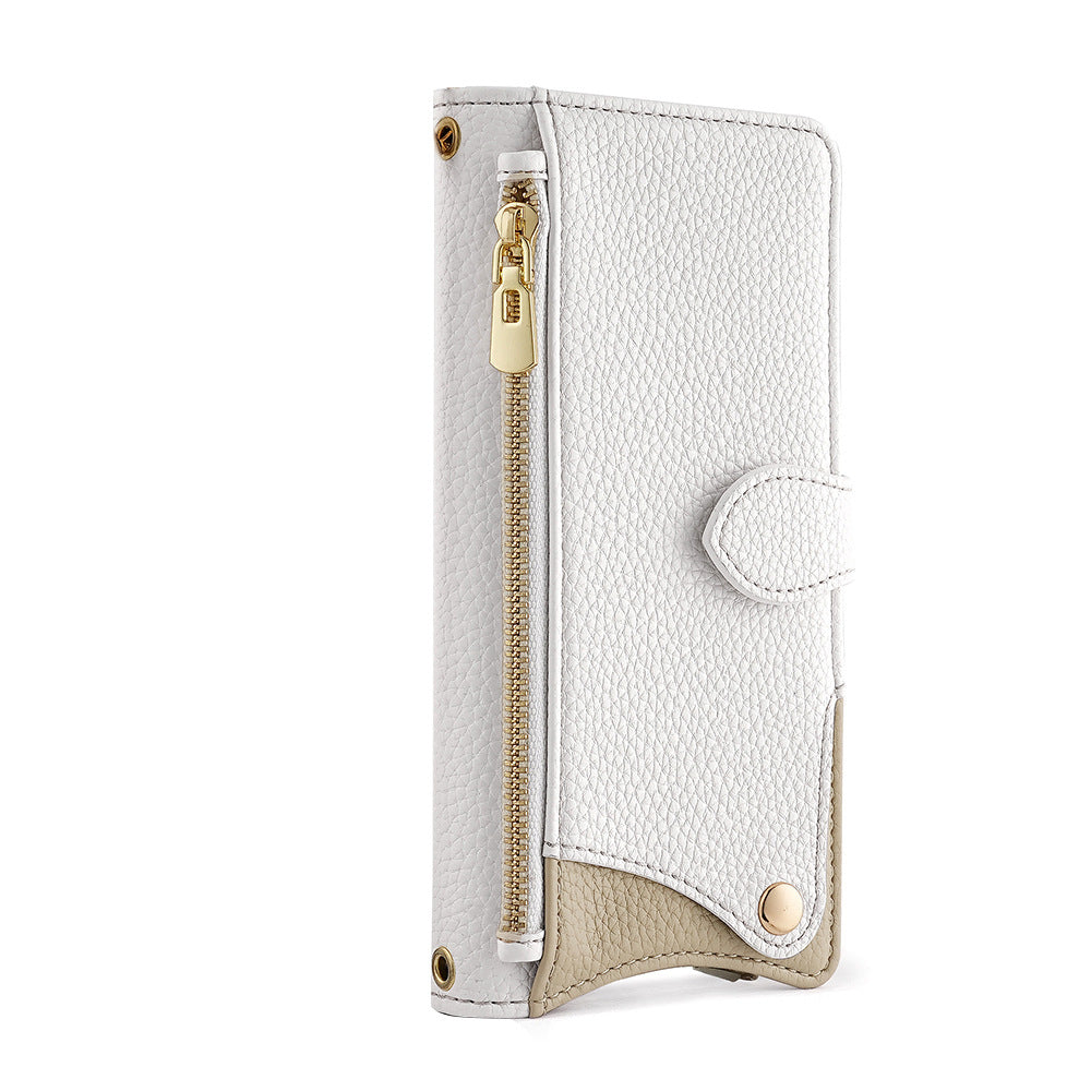 Makeup mirror Apple 17 Promax crossbody phone case suitable for iPhone 15 stand 16 card insertion 13 phone case