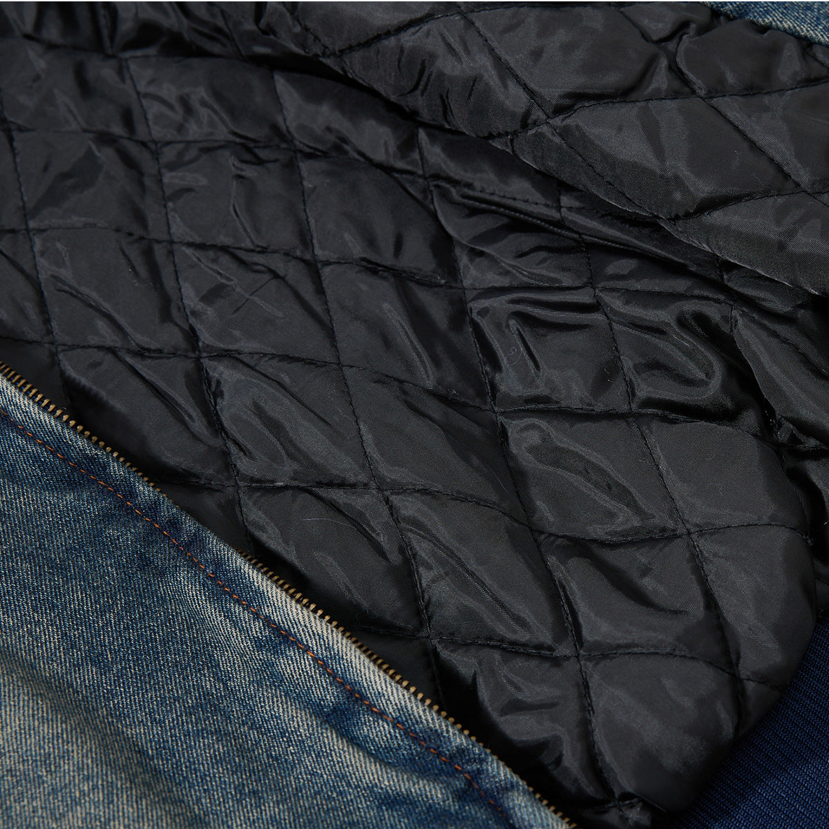 Wool collar denim cotton jacket with cotton jacket