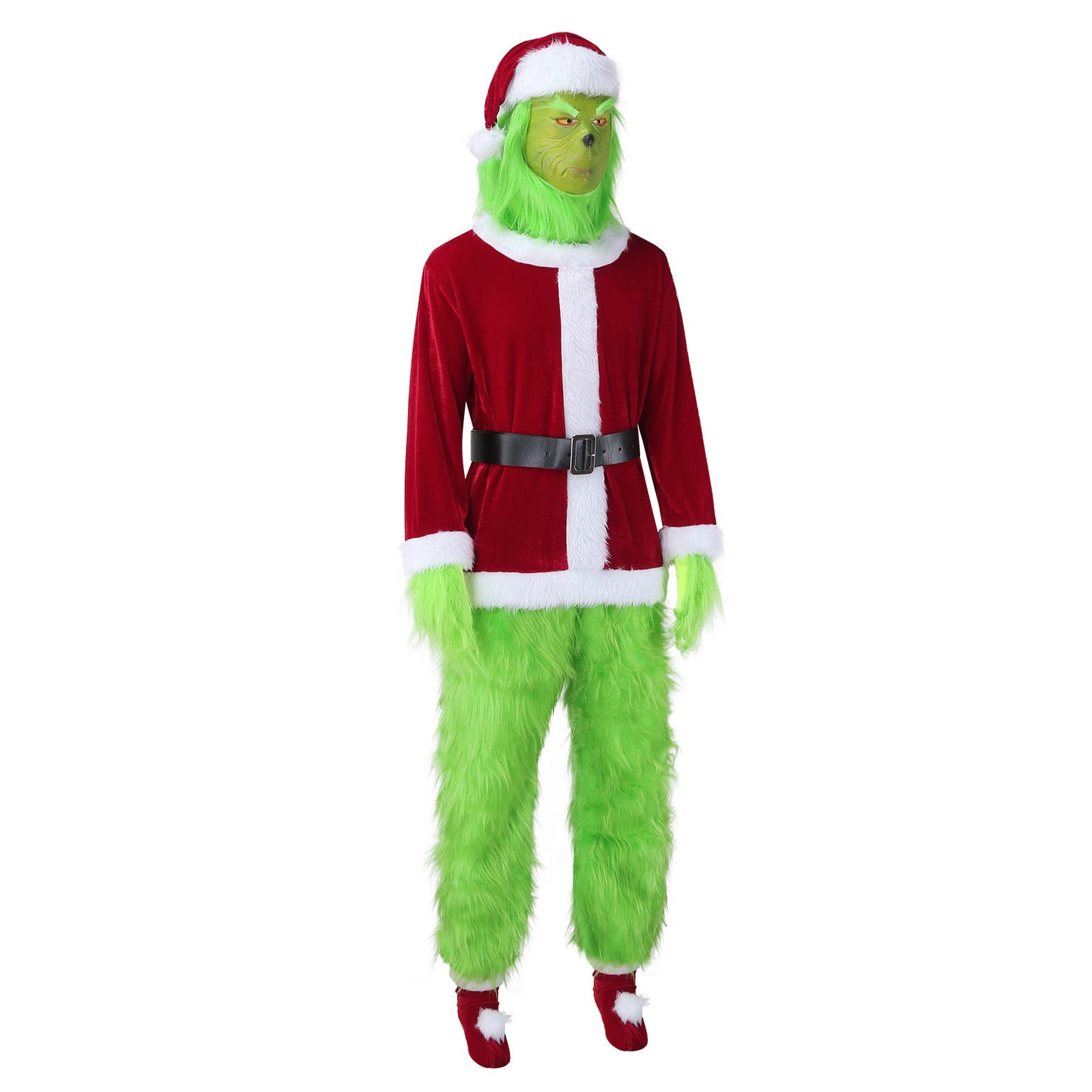45% Off At Checkout** Christmas Costume Long-Haired Monster Cosplay Santa Claus Green Monster Grinch Christmas Performance Costume