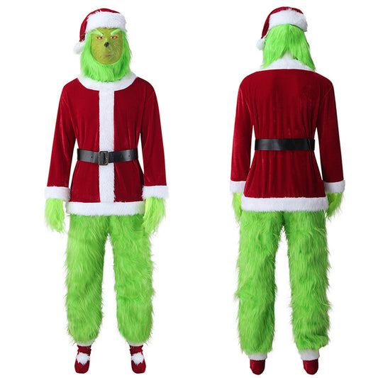 45% Off At Checkout** Christmas Costume Long-Haired Monster Cosplay Santa Claus Green Monster Grinch Christmas Performance Costume