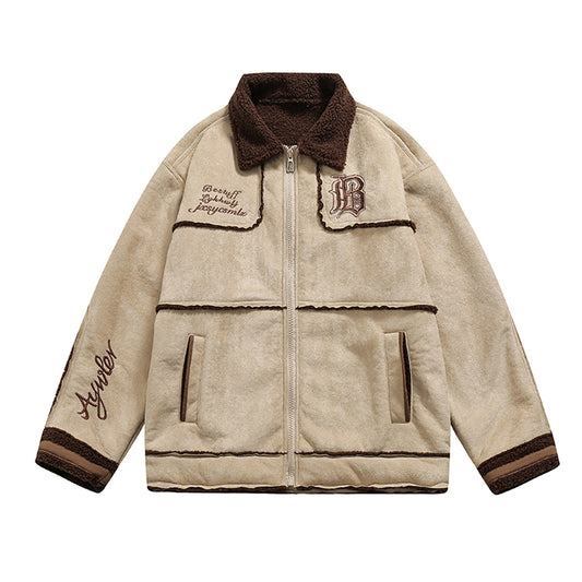 Suede lamb wool cotton coat jacket