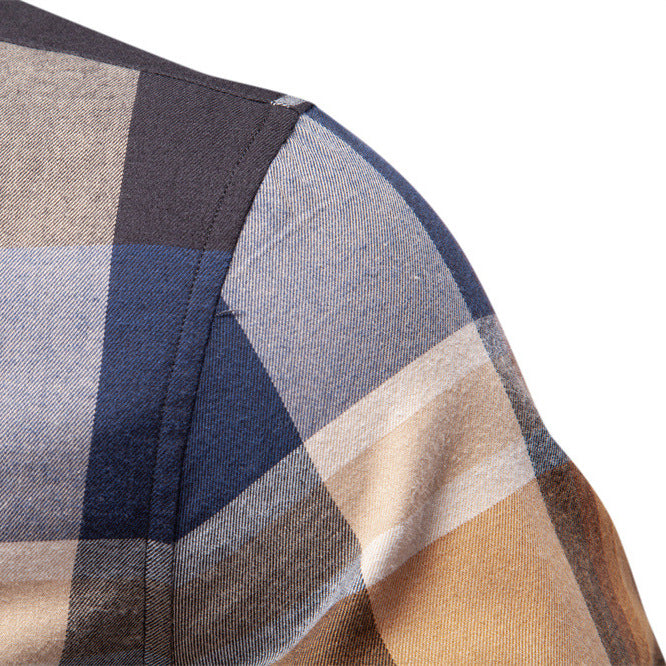 Plaid long sleeved shirt for men