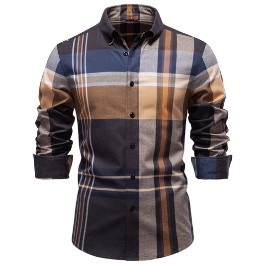 Plaid long sleeved shirt for men
