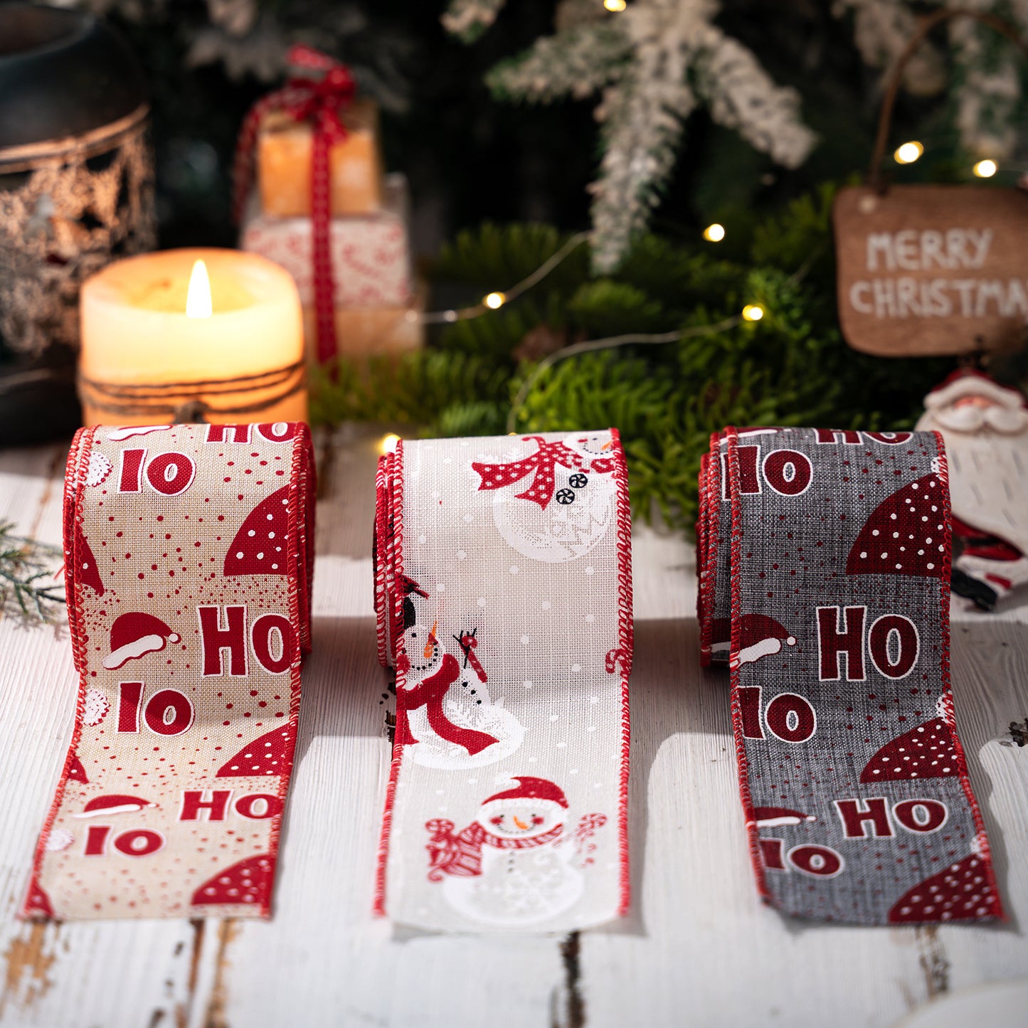 Christmas Ribbon with HOHO Print