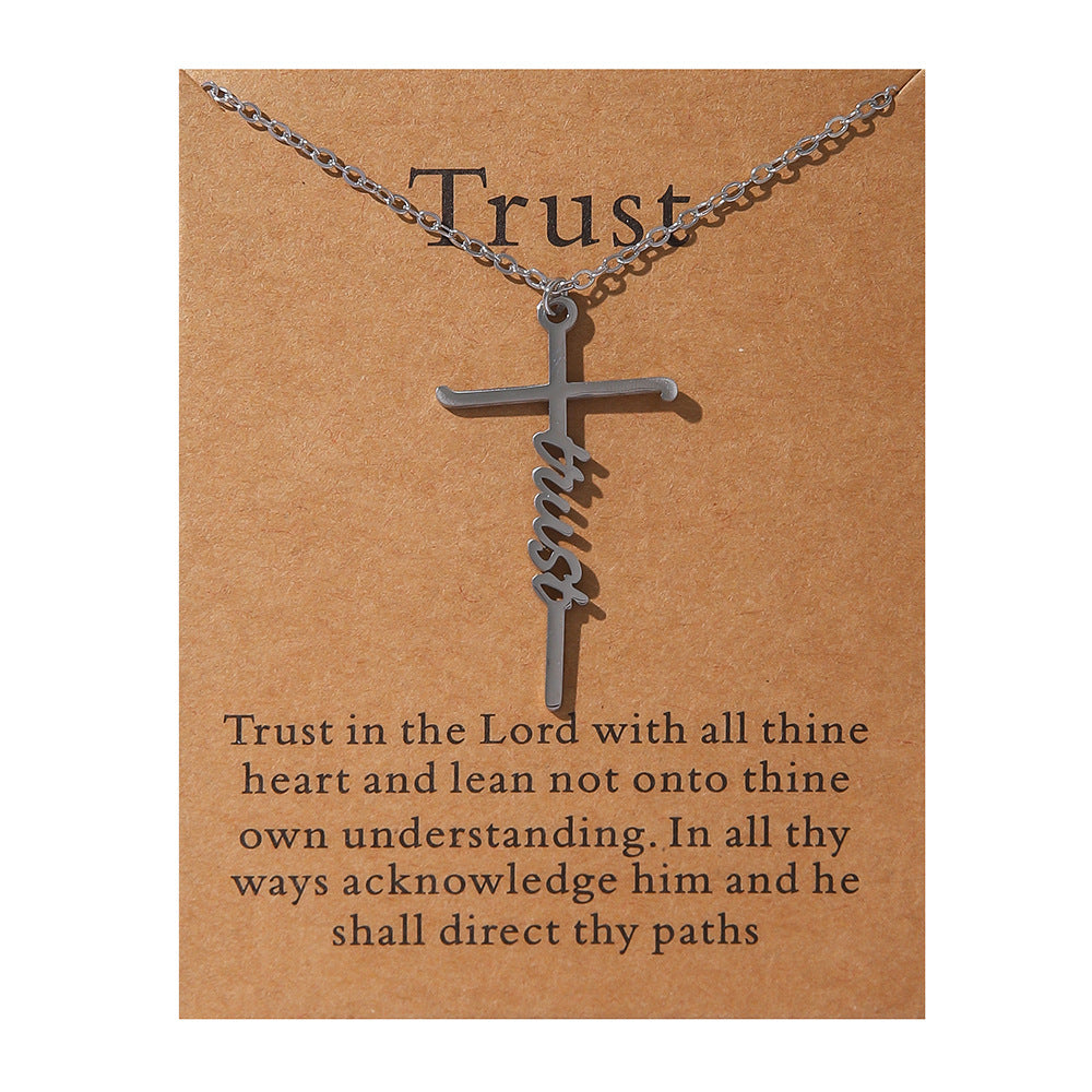 Faith Religious Gift Stainless Steel Cross Collarbone Chain Sweater Chain