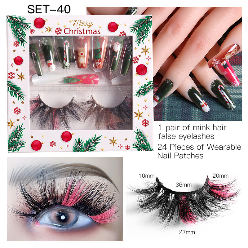 Christmas Nail Enhancement Eyelash Tool Set False Eyelash Decoration Color Mink Hair Beauty Tool