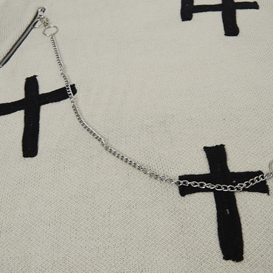 Knitted sweater necklace cross sweater for men