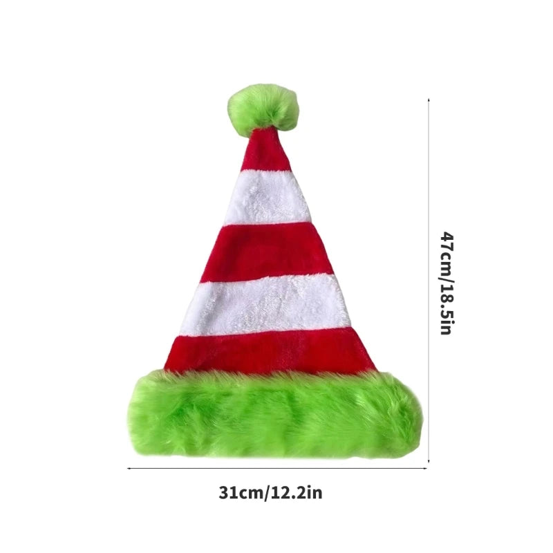Festival Christmas Santa Hats Striped Plush Santa Caps Holiday Celebration Party Accessory Headwear for Family Wholesale