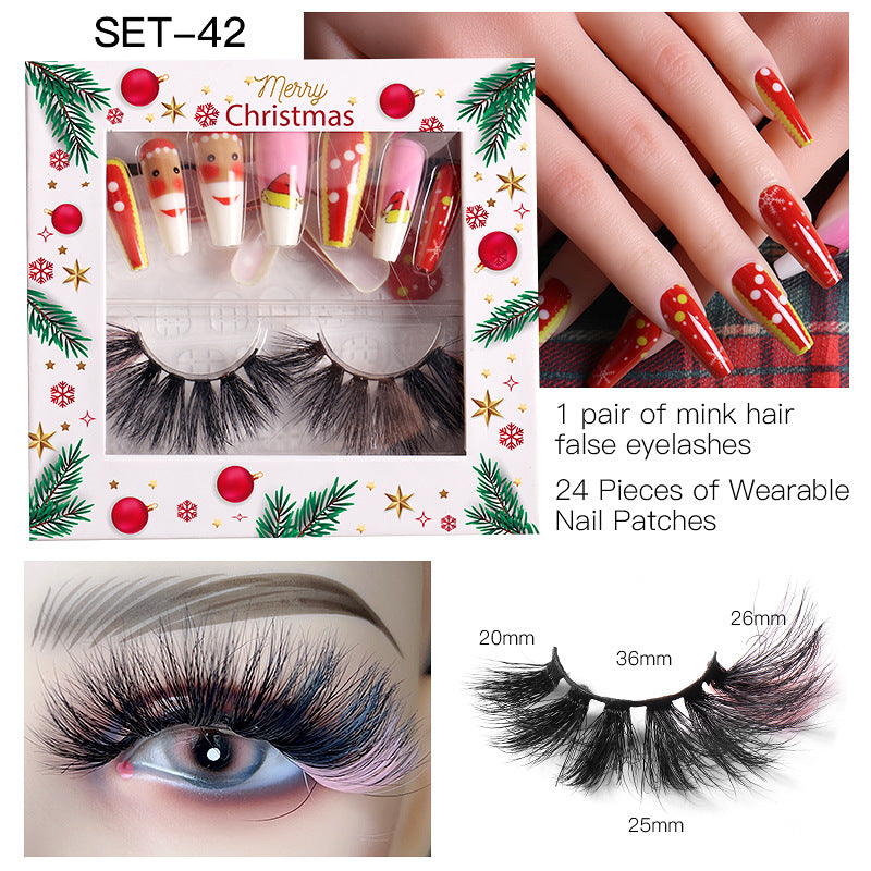 Christmas Nail Enhancement Eyelash Tool Set False Eyelash Decoration Color Mink Hair Beauty Tool