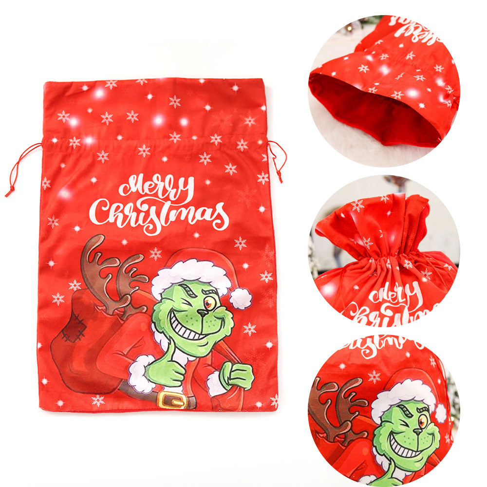 Christmas Grinch Christmas Thief Gift Bag Green Haired Monster Grinch Candy Bag Children's Festival Gift Supplies