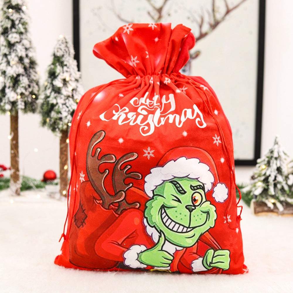 Christmas Grinch Christmas Thief Gift Bag Green Haired Monster Grinch Candy Bag Children's Festival Gift Supplies