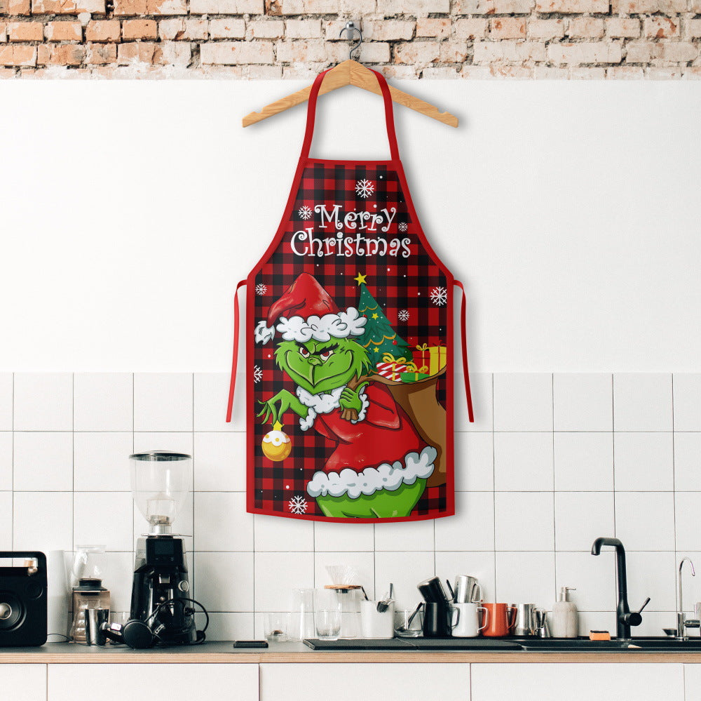 Christmas Apron Grinch Santa Style Home Kitchen Apron Christmas Supplies